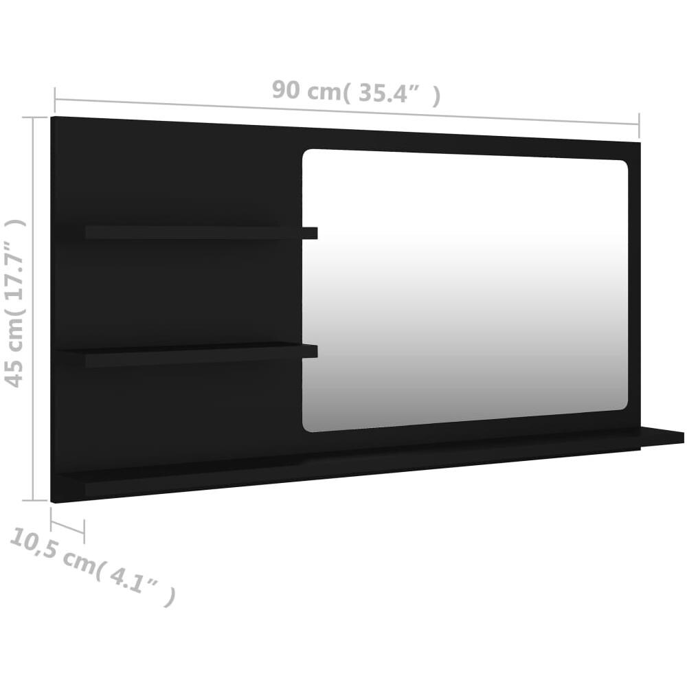 Specchio da Bagno Nero 90x10,5x45 cm in Legno Multistrato - Foto 7
