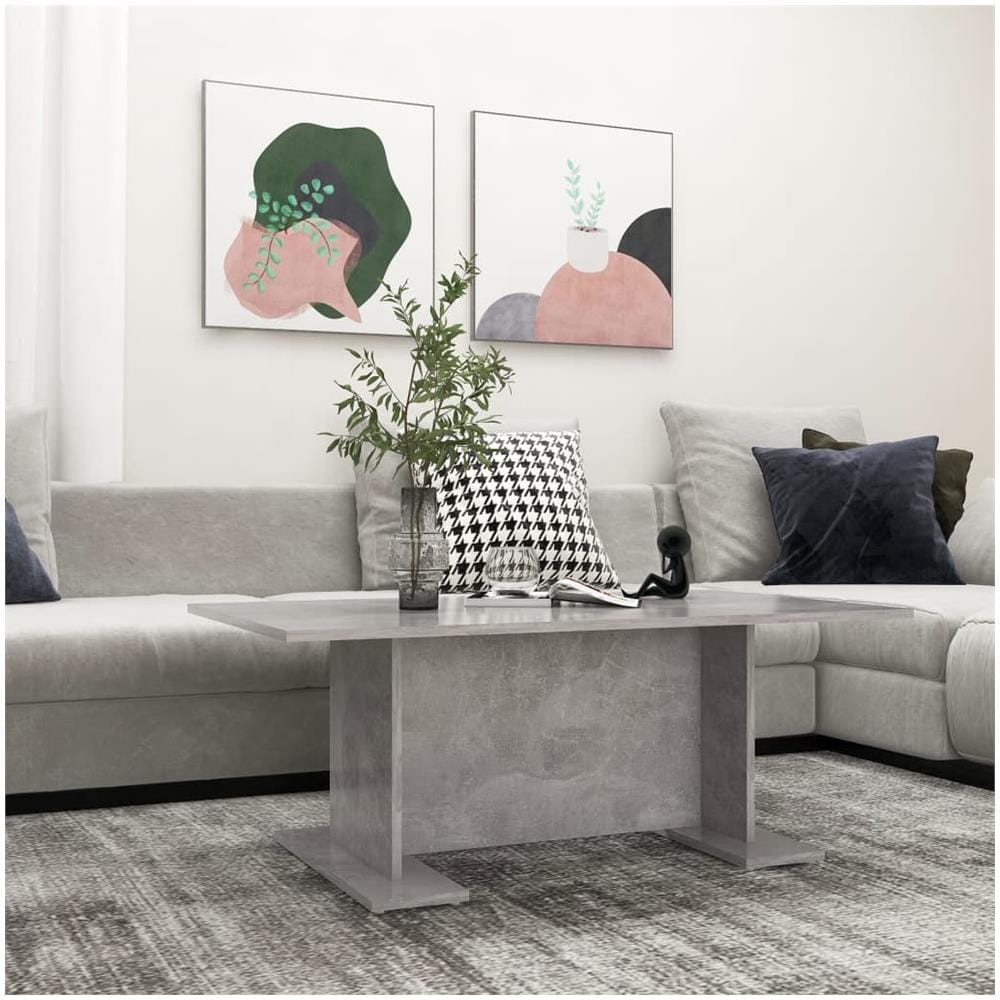 Tavolino Salotto Grigio Cemento 103,5x60x40cm Legno Multistrato - Foto 1