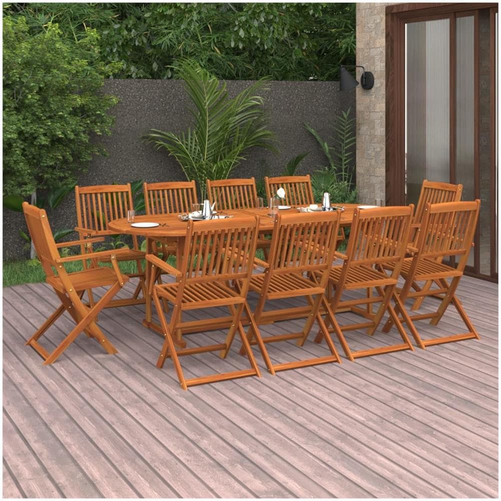 Set da Pranzo da Giardino 11 pz 220x90x75 cm Massello di Acacia - Foto 1