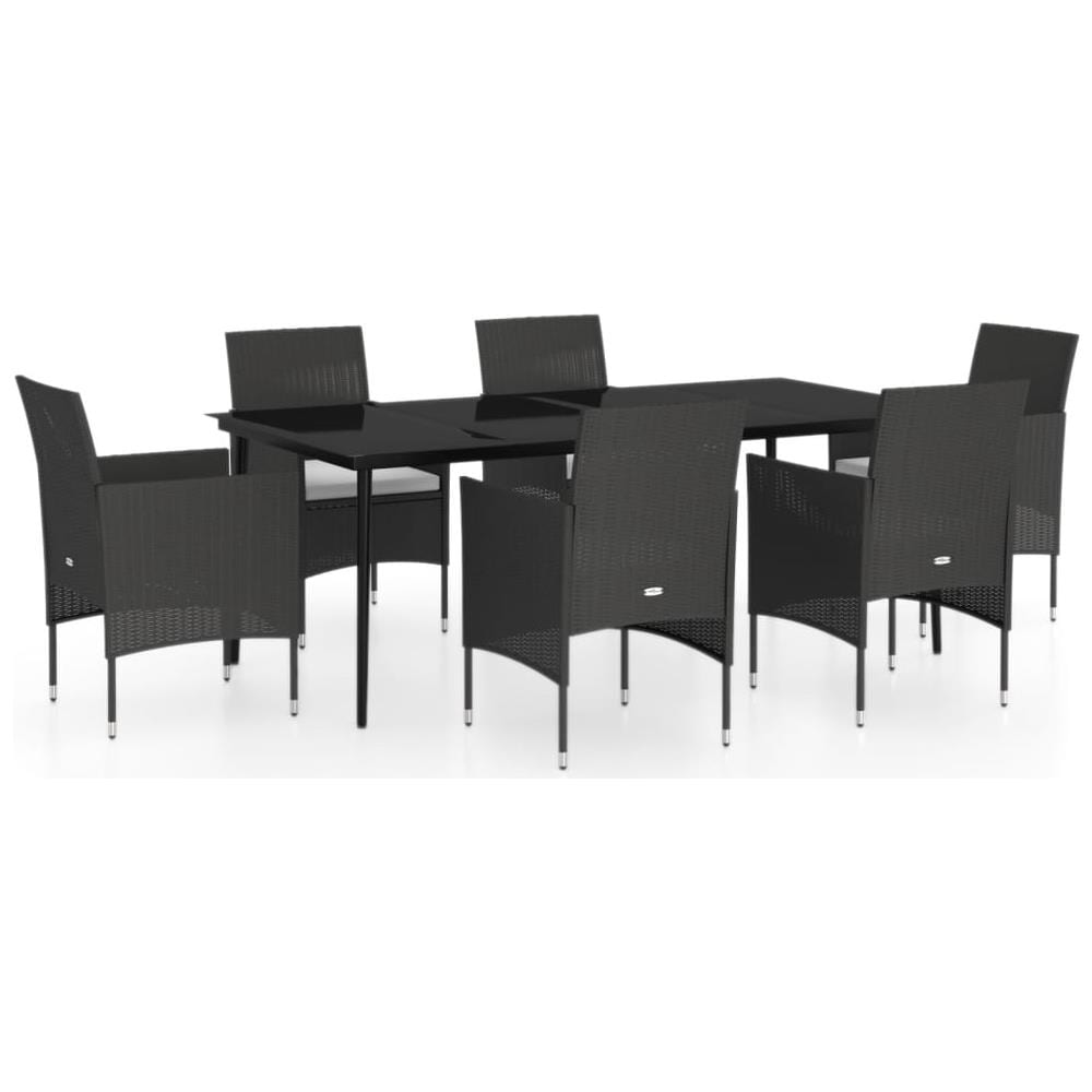 Set Da Pranzo Per Giardino 7 Pz Con Cuscini Nero - Foto 2