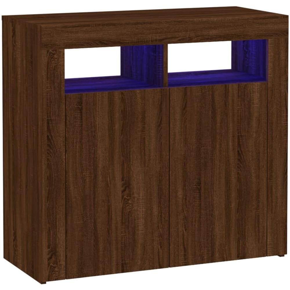 Credenza Con Luci Led Rovere Marrone 80x35x75 Cm - Foto 2