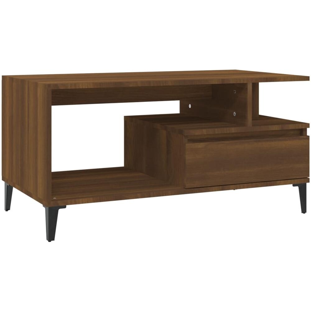 Tavolino Salotto Rovere Marrone 90x49x45 Cm Legno Multistrato - Foto 2