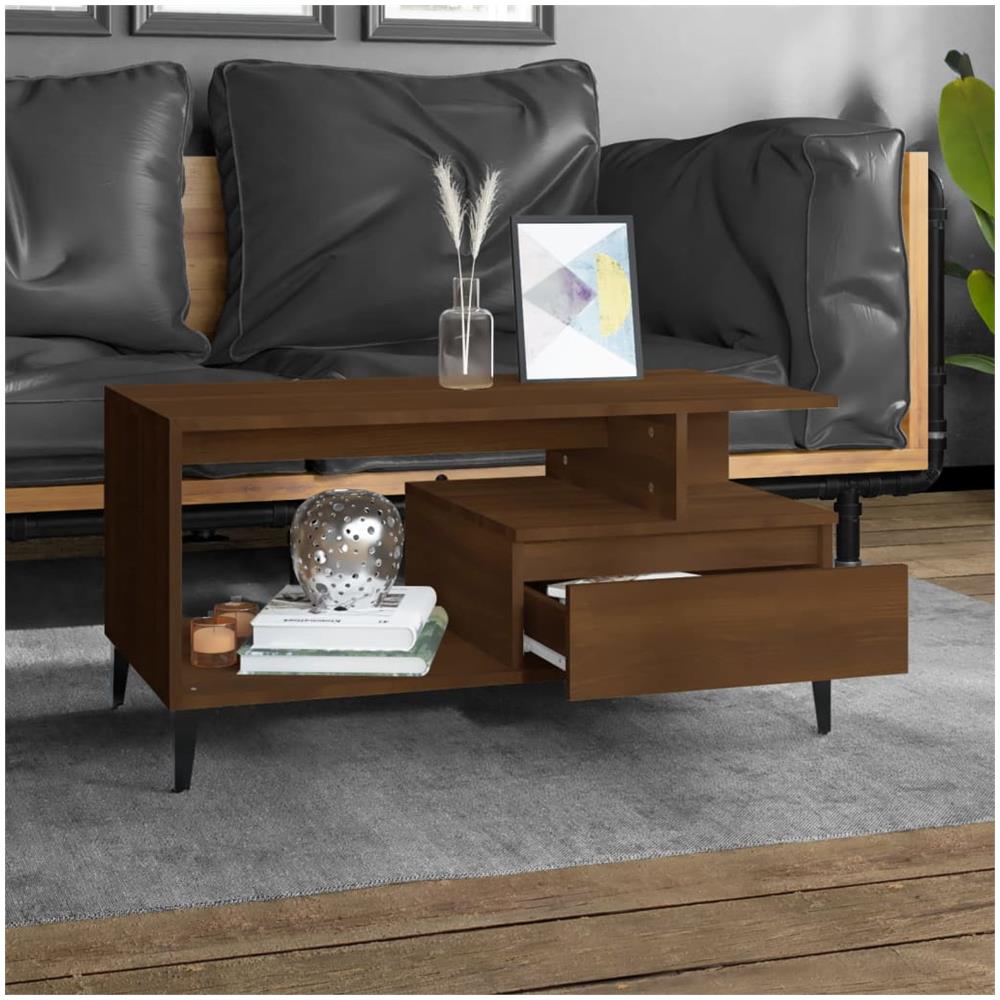 Tavolino Salotto Rovere Marrone 90x49x45 Cm Legno Multistrato - Foto 3