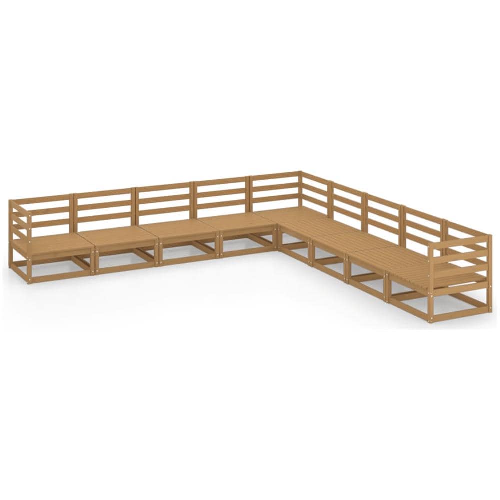 Set Divani Da Giardino 9 Pz Marrone Miele In Massello Di Pino - Foto 2