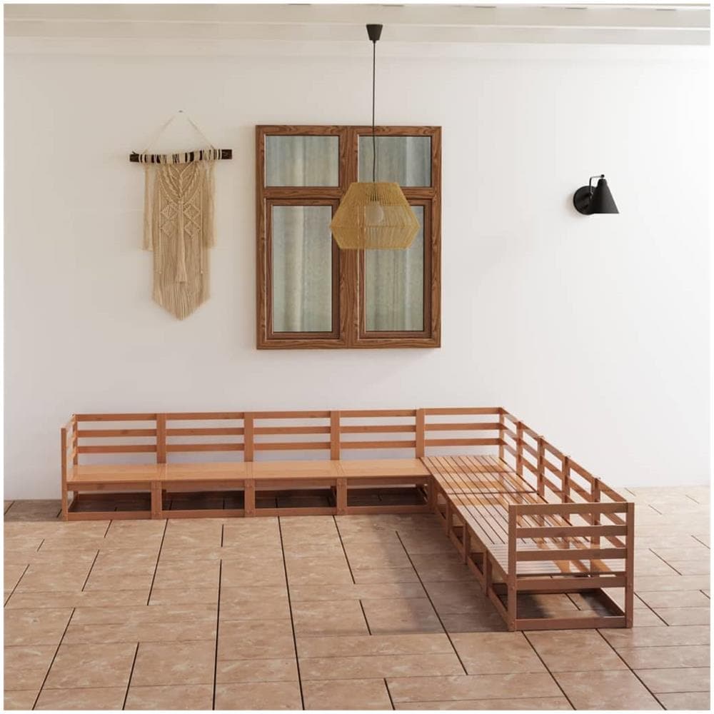 Set Divani Da Giardino 9 Pz Marrone Miele In Massello Di Pino - Foto 1