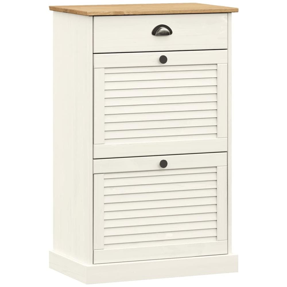 Scarpiera Vigo 60x35x96 Cm In Legno Massello Di Pino Bianco - Foto 1