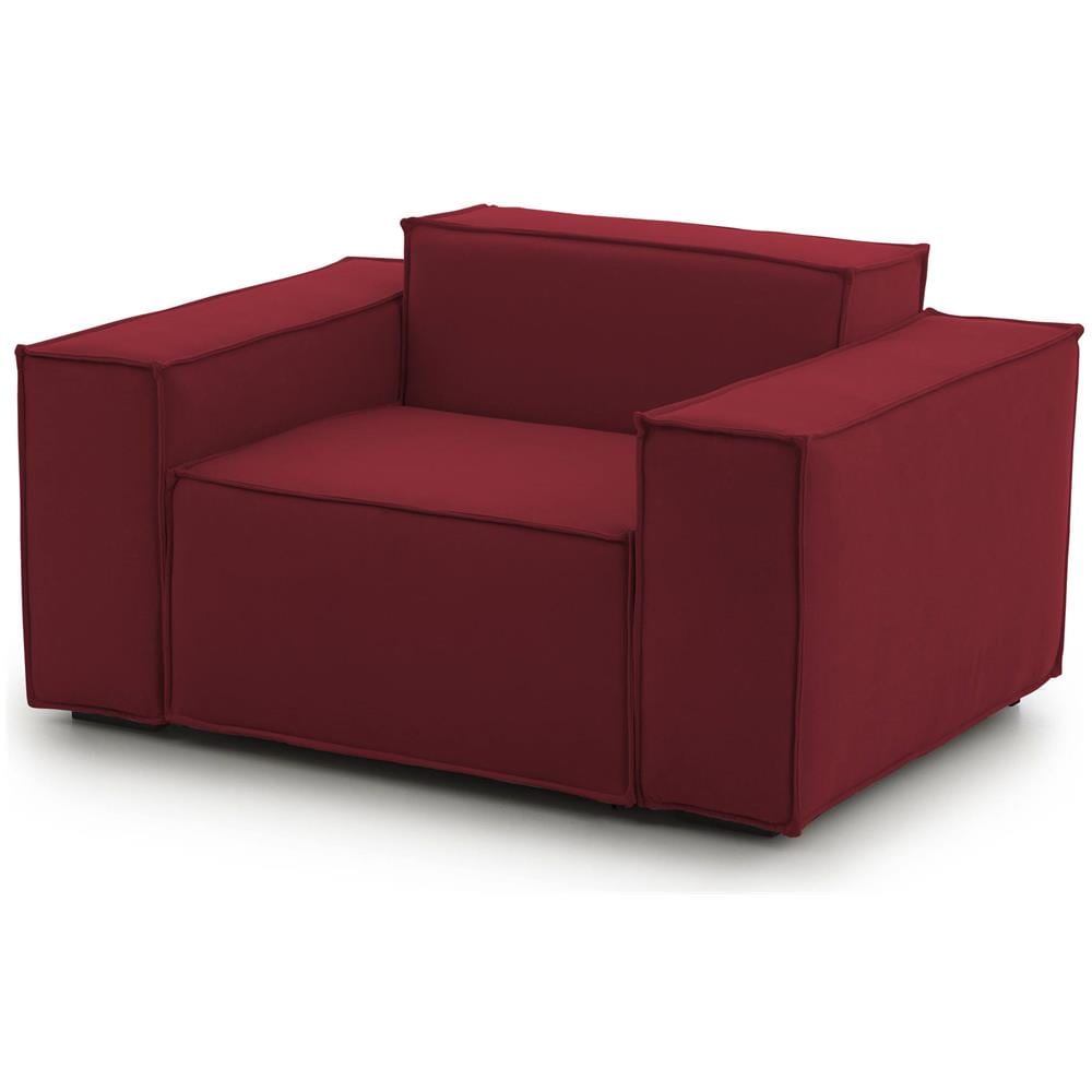 Poltrona Cristiana, Poltrona Da Salotto, 100% Made In Italy, Poltroncina Relax In Tessuto Imbottito, Cm 160x95h70, Rosso - Foto 2