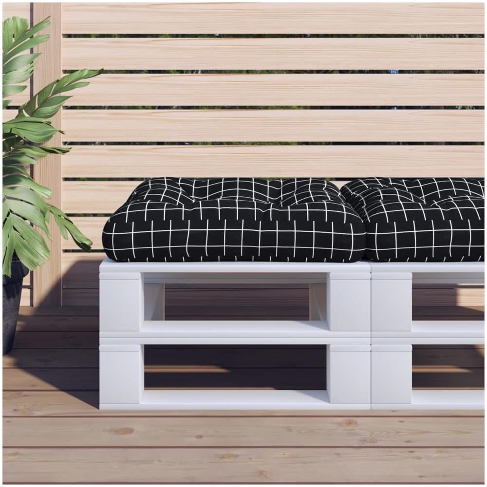 Cuscino Per Pallet Motivo A Quadri Nero 50x50x12 Cm In Tessuto - Foto 1