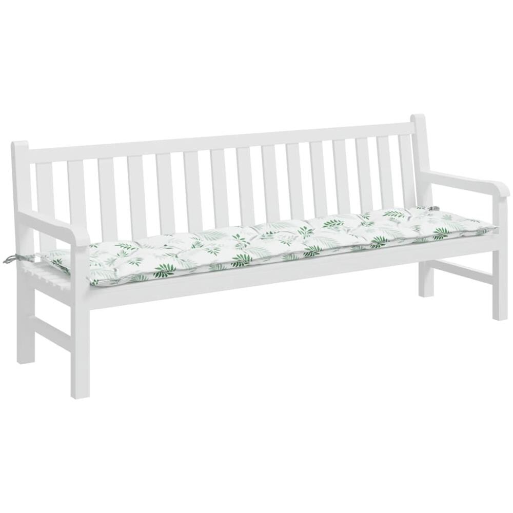 Cuscino Panca Da Giardino Motivo A Foglie 200x50x7 Cm Tessuto - Foto 3