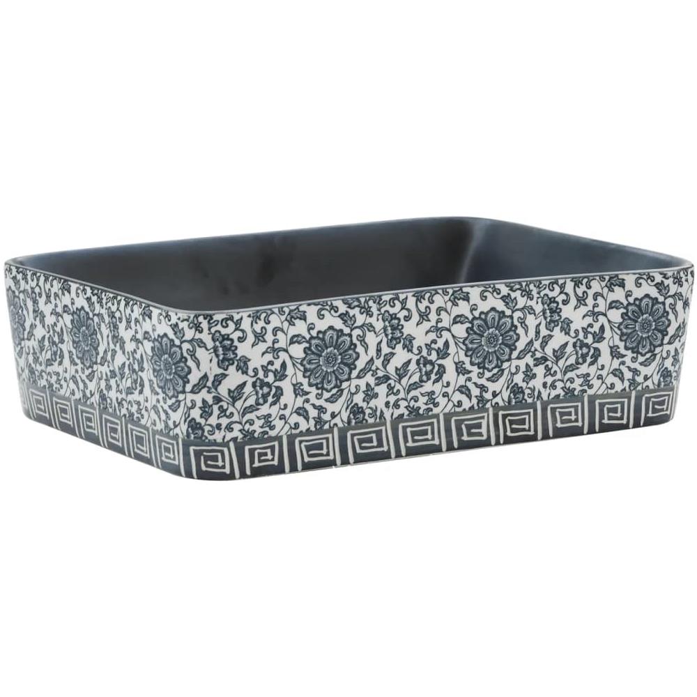 Lavabo Appoggio Nero E Blu Rettangolare 46x35,5x13 Cm Ceramica - Foto 2