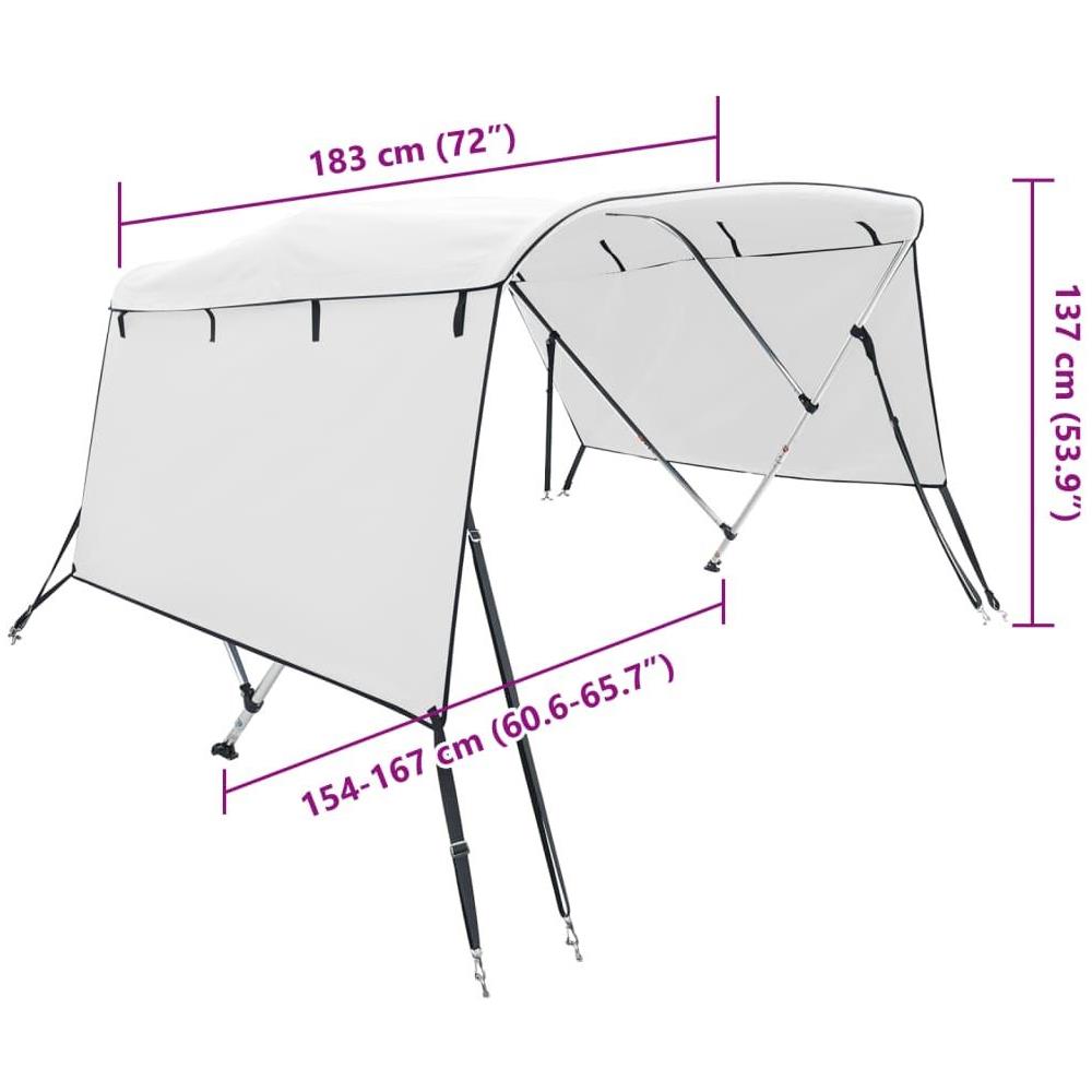 Bimini di Prua con Pareti Laterali 3 Archi 183x (154-167) x137cm - Foto 10