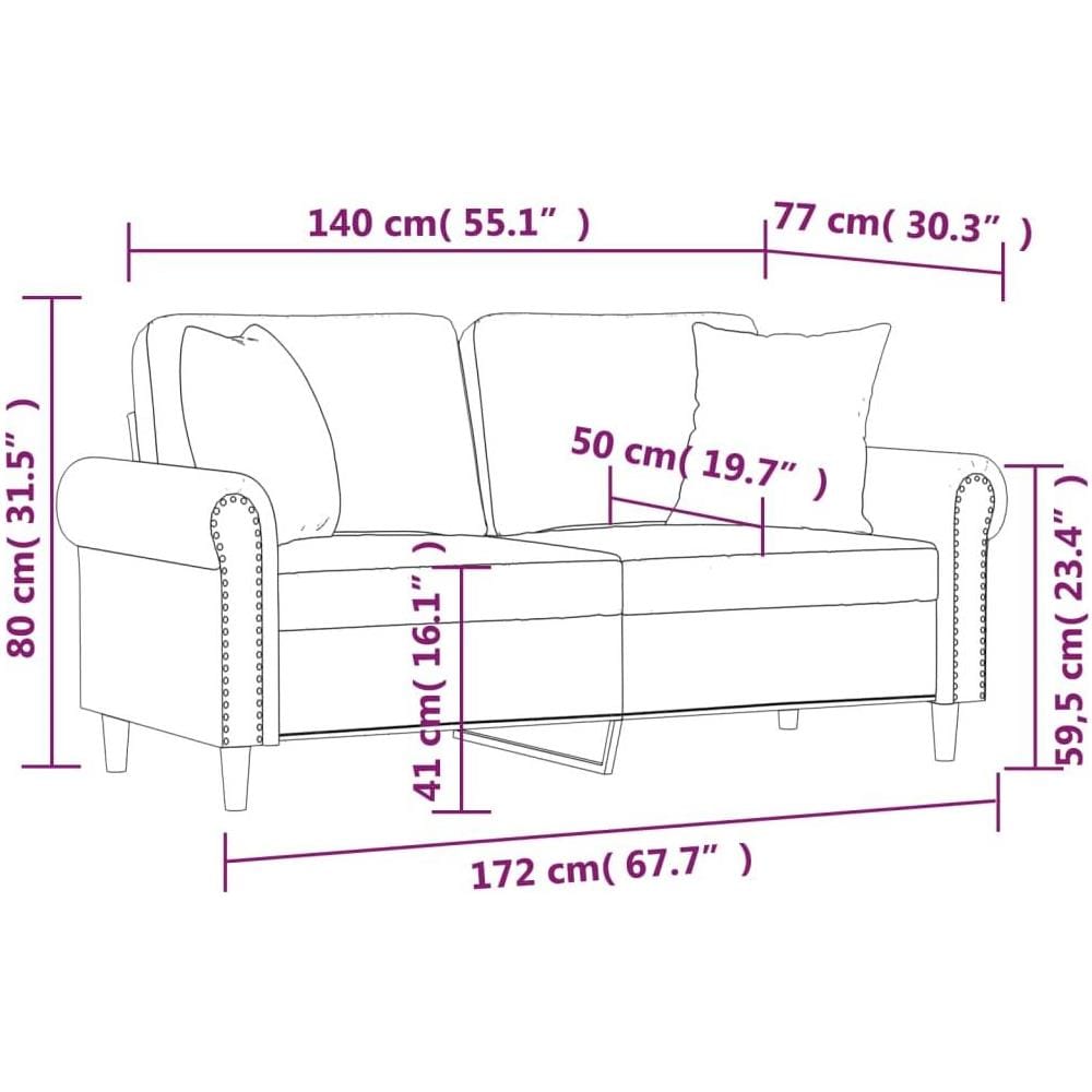 Divano a 2 Posti con Cuscini Grigio 140 cm in Similpelle - Foto 8