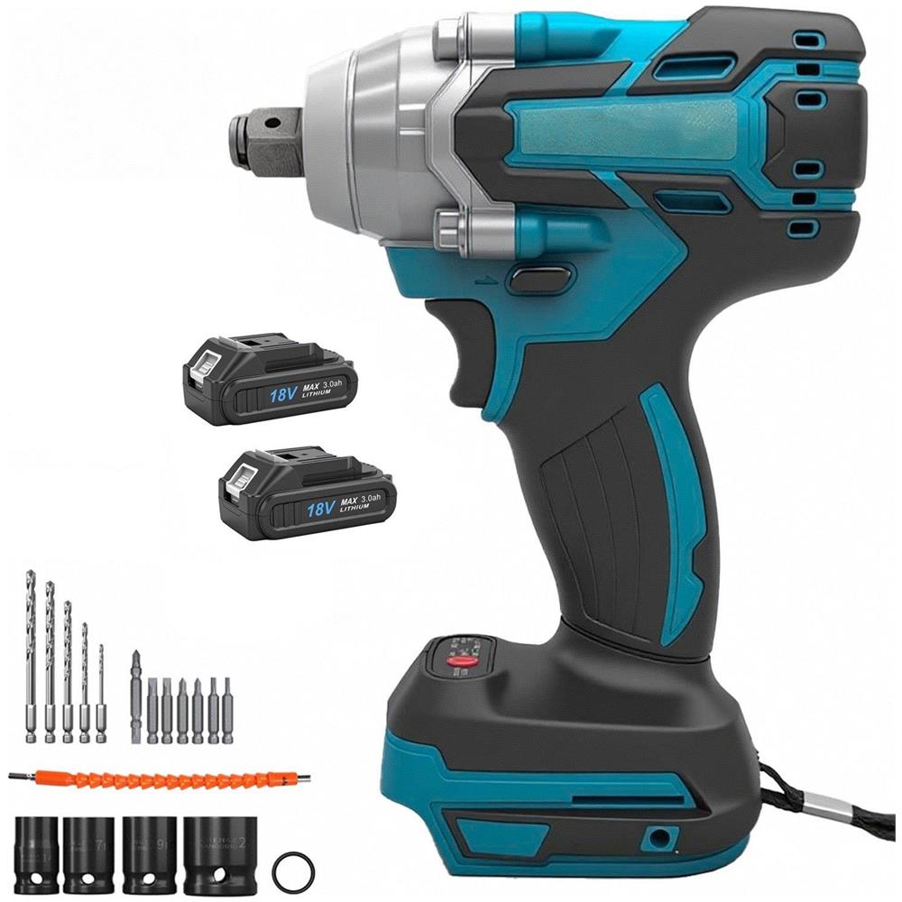 Elettrico Chiave Macinatore, Chiave Di Impatto Senza Fili Con 2 Batterie 18v Per La Manutenzione Automobilistica Lavoro Fai Da Te A Casa - Foto 1
