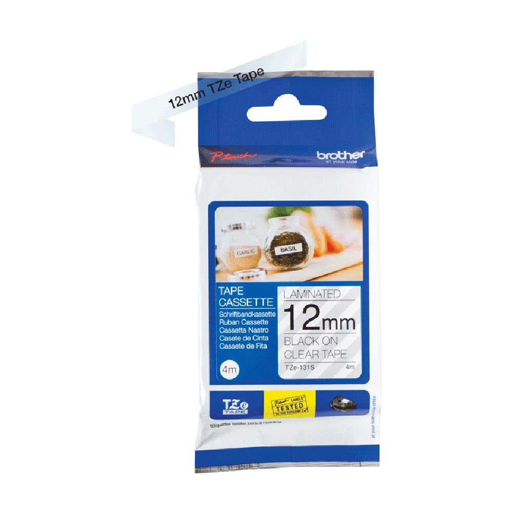 Nastro per Etichettatrice Formato 12 mm x 4 m Nero e Trasparente - Foto 1