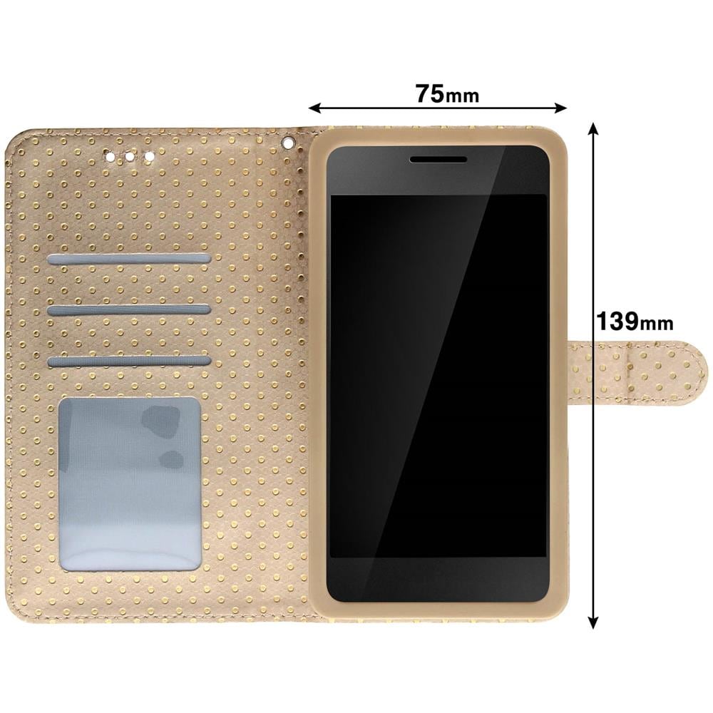 Custodia Smartphone Universale Portafoglio Oro Xl Supporto + Specchio - Foto 10