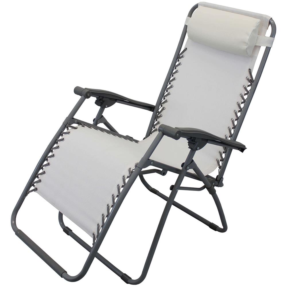 Set Di 2 Sdraio Pieghevole Con Struttura Nera E Textilene Beige Per Campeggio Spiaggia Mare Piscina Giardino - Foto 2