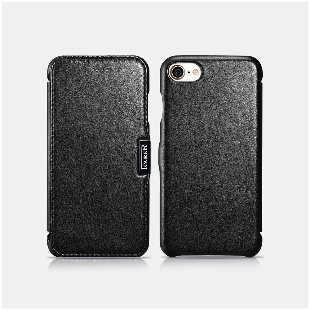 Vera Pelle Di Lusso Della Cassa Laterale Iphone Aperto Nero 7/8 - Foto 2