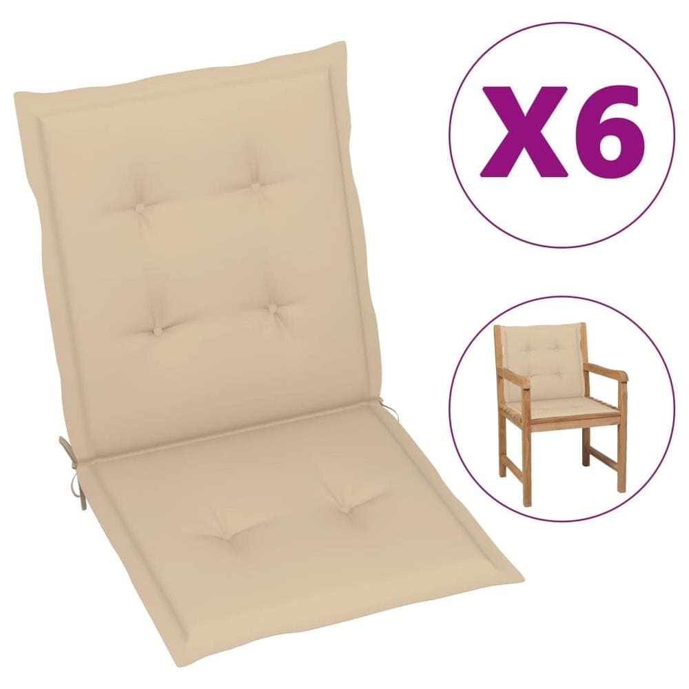 Cuscini Per Sedie Da Giardino 6 Pz Beige 100x50x4 Cm - Foto 1