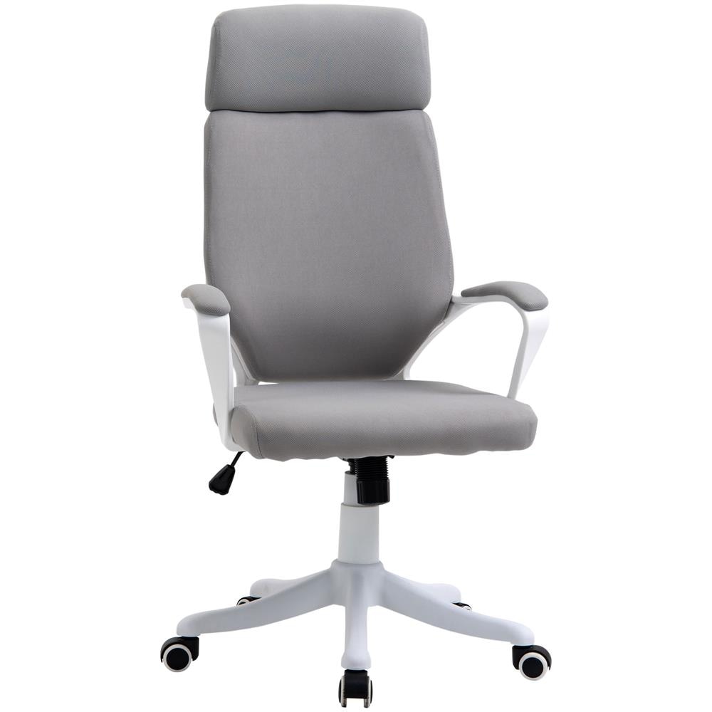 Sedia Da Ufficio Con Poggiatesta, Altezza Regolabile E Funzione Dondolo - Grigio Chiaro - Foto 1