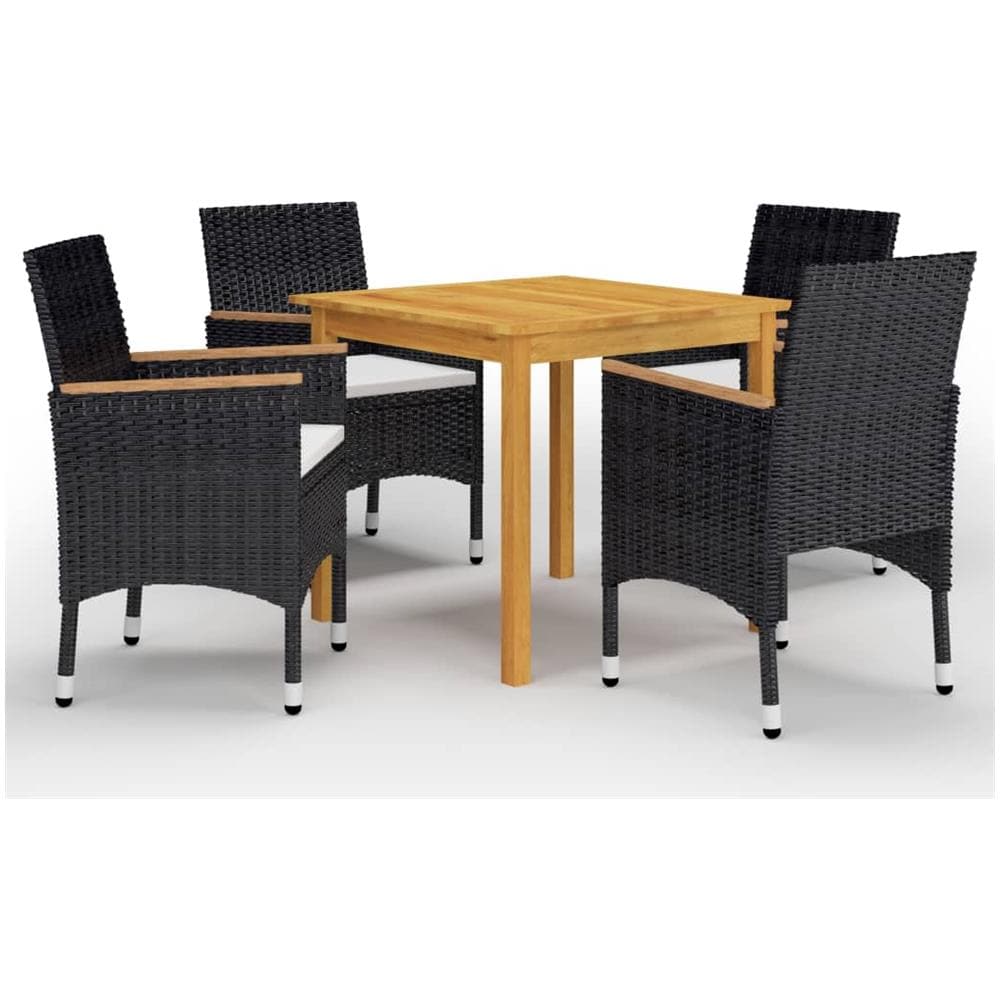 Set Mobili da Pranzo per Giardino 5 pz Nero - Foto 1