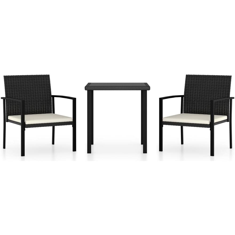 Set da Pranzo da Giardino 3 pz in Polyrattan Nero - Foto 1