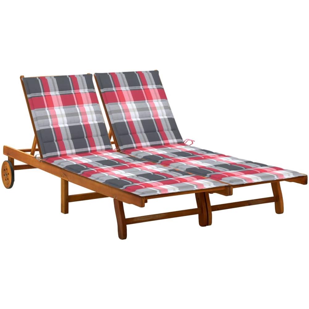 Sdraio da Giardino a 2 Posti con Cuscini in Massello di Acacia - Foto 1