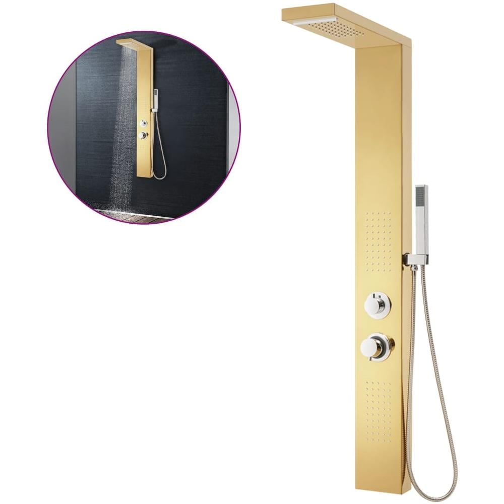 Sistema di Pannelli Doccia in Acciaio Inossidabile 201 Oro - Foto 1