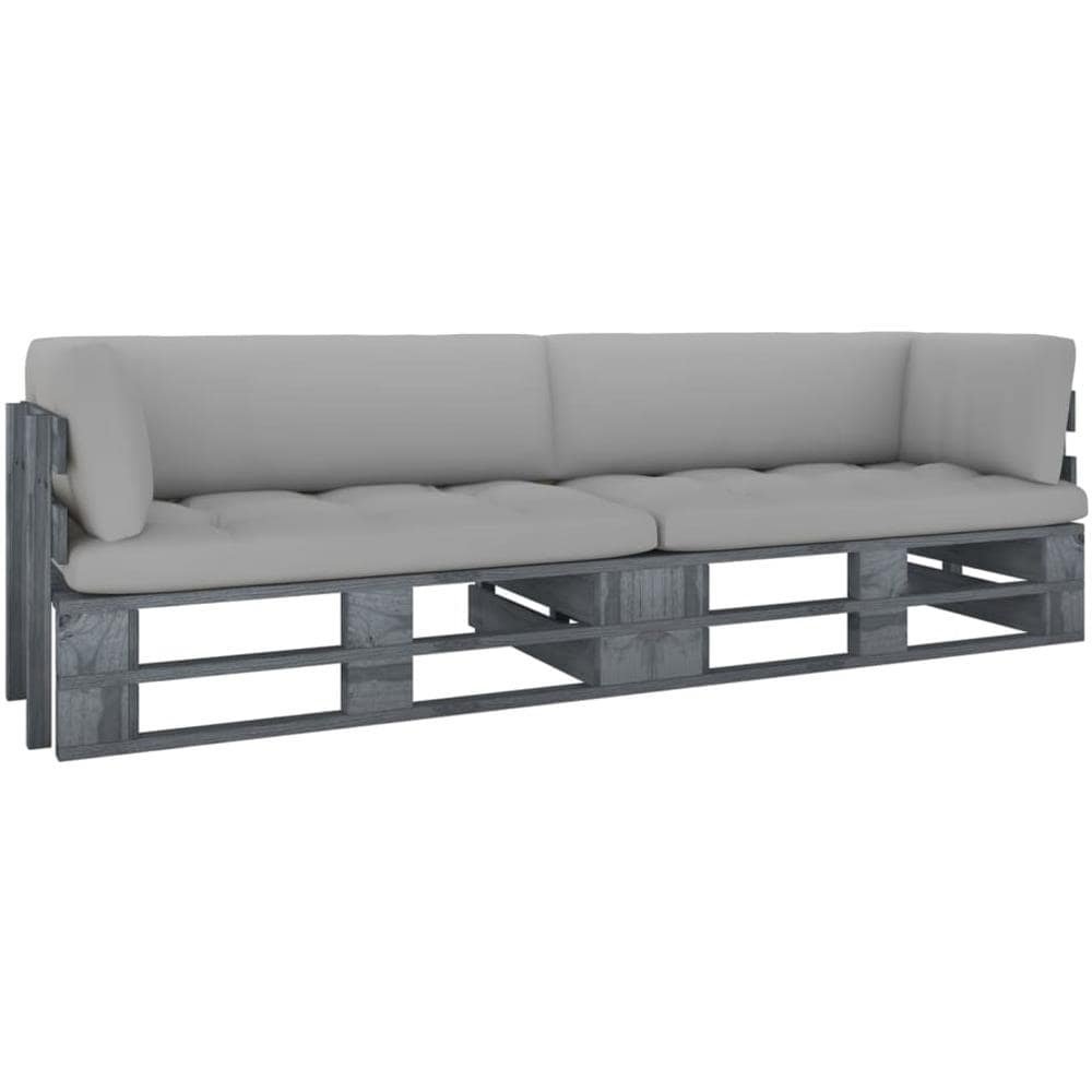 Divano 2 Posti su Pallet con Cuscini Grigio in Pino Impregnato - Foto 1