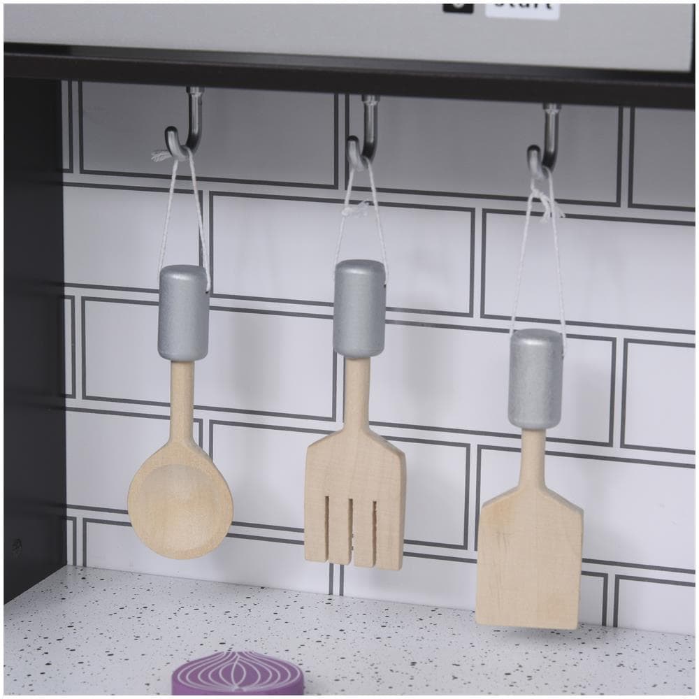 Cucina Giocattolo Per Bambini In Legno Età 3+ - Nero - Foto 8
