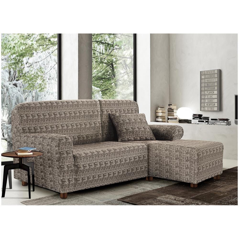 Copridivano Antimacchia Elasticizzato Divano Penisola Angolare Componibile Fantasy 1+3 Tortora - Foto 1