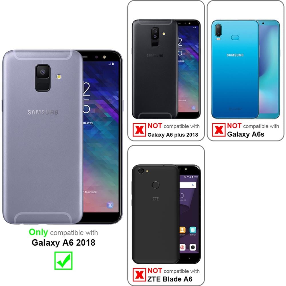 Custodia Compatibile Con Samsung Galaxy A6 2018 In Blu Fiore - Coperchio Protettivo In Design Floreale Con Chiusura Magnetica, Funzione Stand E Slot Per Carte - Foto 2