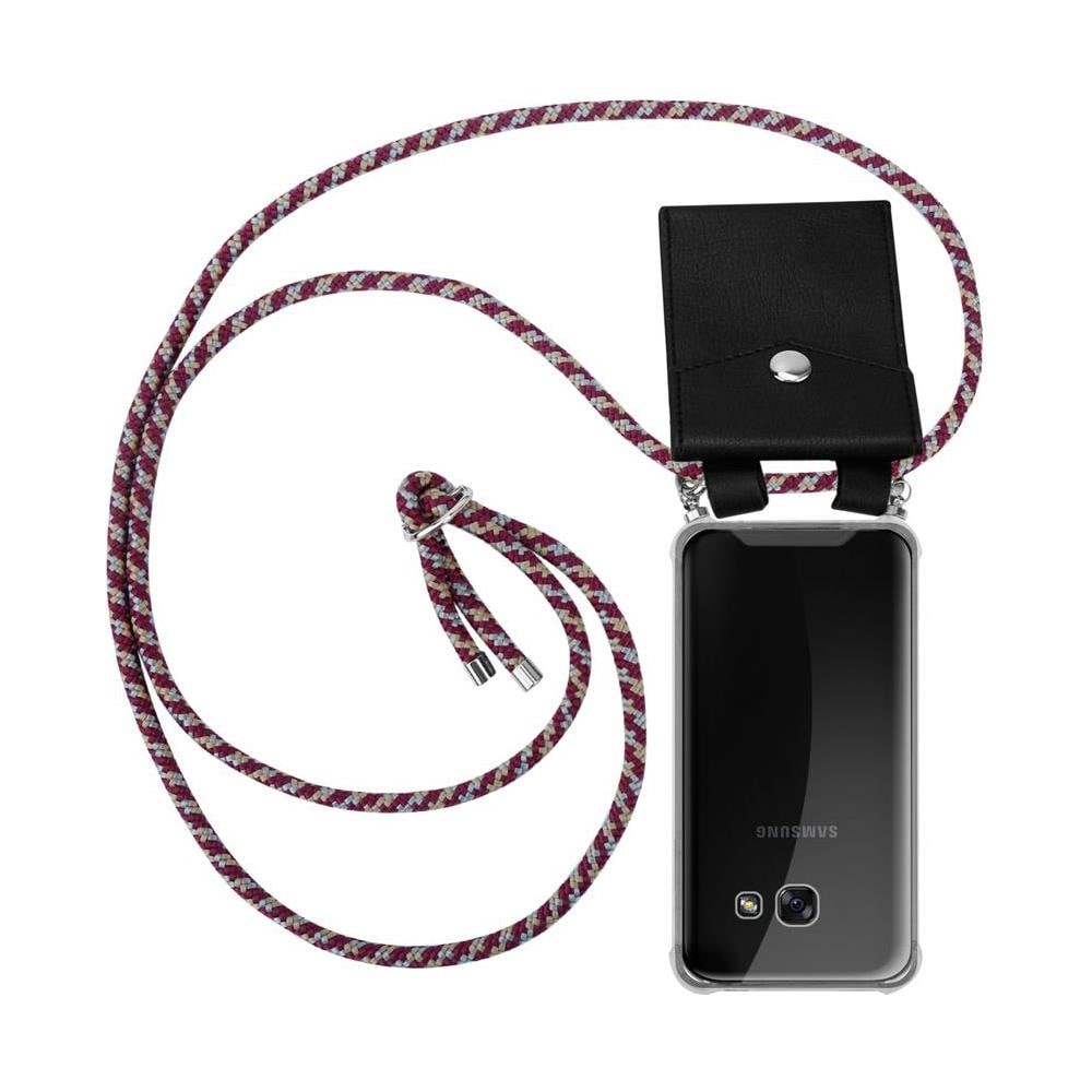 Catena Di Telefoni Cellulari Compatibile Con Samsung Galaxy A5 2017 In Rosso Giallo Bianco - Coperchio Protettivo In Silicone Con Anelli D'argento, Cinturino In Corda E Custodia Staccabile - Foto 1