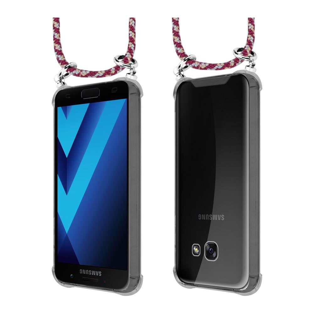 Catena Di Telefoni Cellulari Compatibile Con Samsung Galaxy A5 2017 In Rosso Giallo Bianco - Coperchio Protettivo In Silicone Con Anelli D'argento, Cinturino In Corda E Custodia Staccabile - Foto 8
