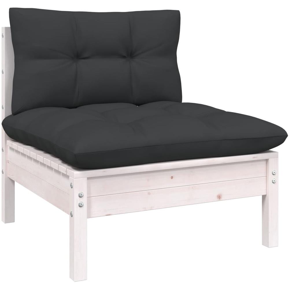 Set Divani Da Giardino 6 Pz Con Cuscini Bianchi Legno Di Pino - Foto 3