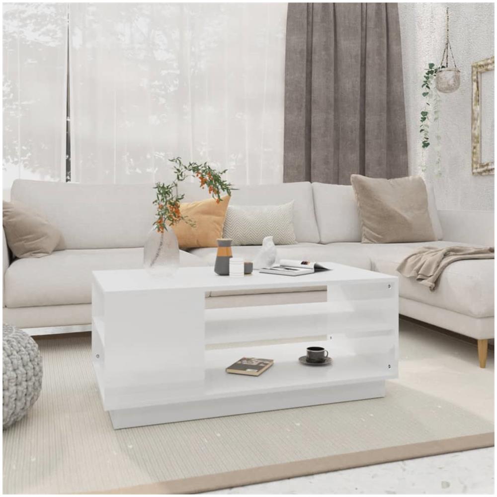 Tavolino da Salotto Bianco 102x55x43 cm in Truciolato - Foto 1