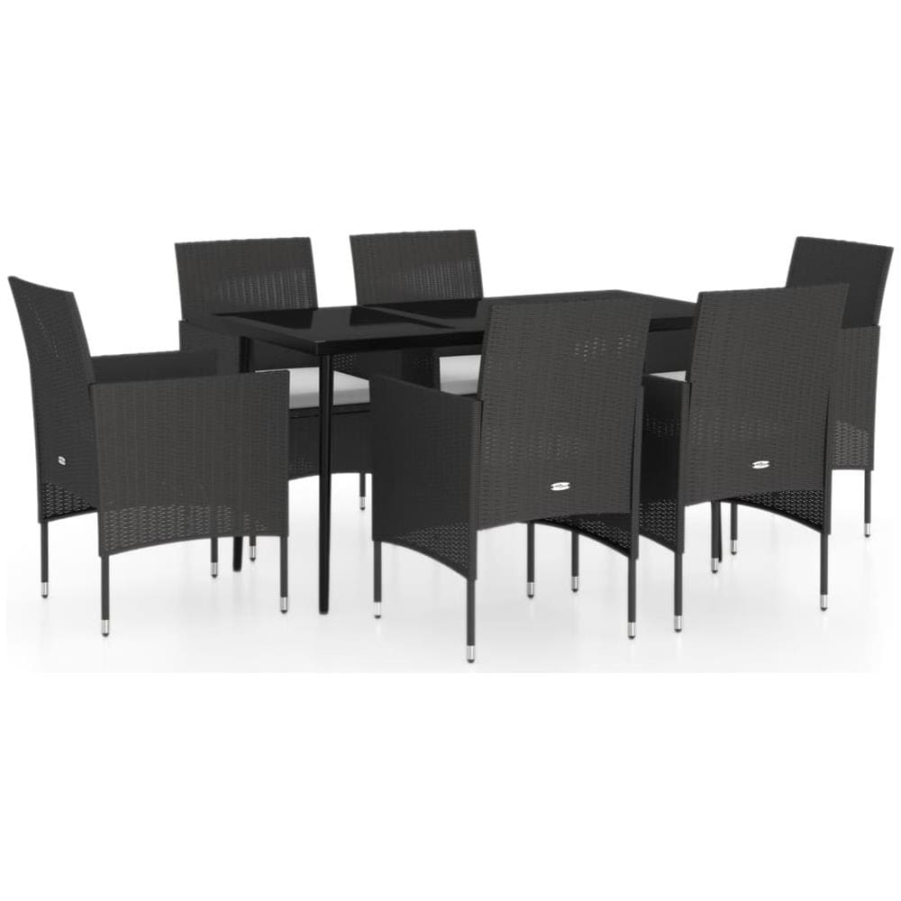 Set Da Pranzo Da Giardino Nero 7 Pz Con Cuscini - Foto 2