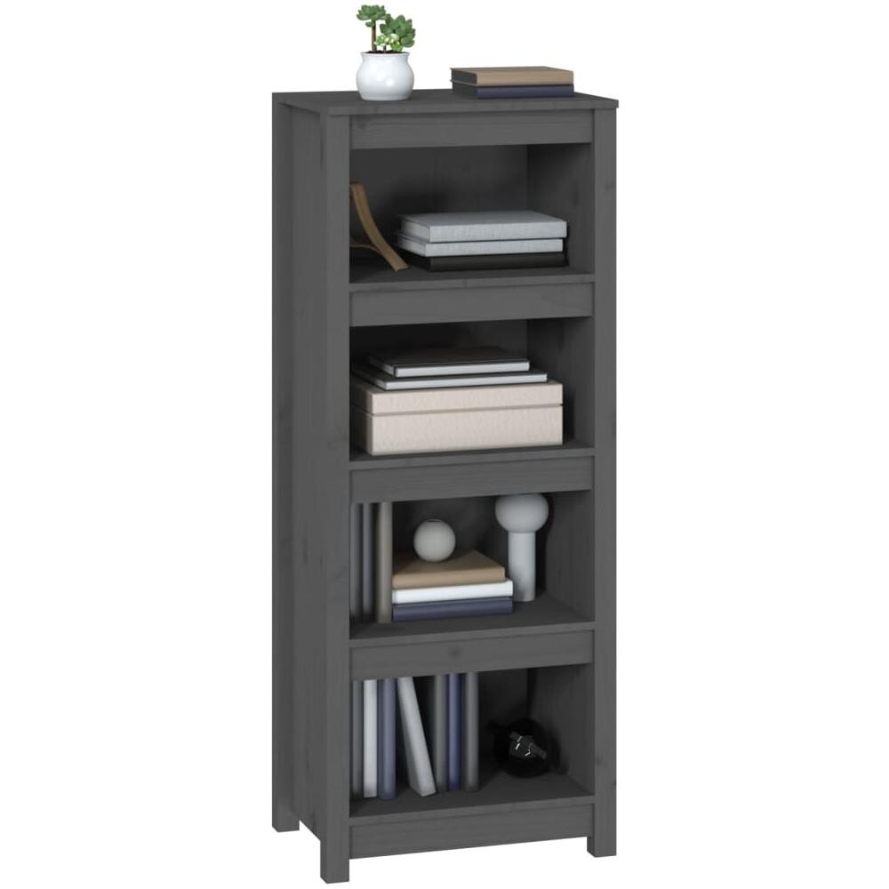 Libreria Grigia 50x35x125,5 Cm In Legno Massello Di Pino - Foto 3