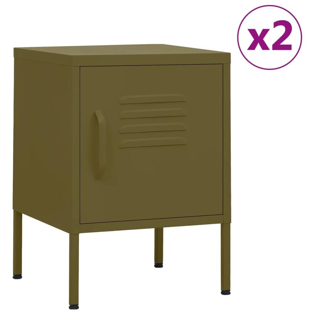 Comodini 2 Pz Verde Oliva 35x35x51 Cm In Acciaio - Foto 1