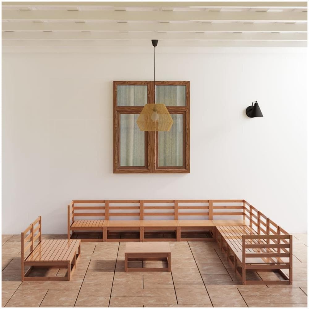 Set Divani Da Giardino 12 Pz Marrone Miele In Massello Di Pino - Foto 1