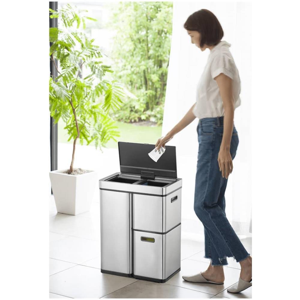 Pattumiera Con Sensore Mirage Plus 1x30 L + 2x15 L Argento Opaco - Foto 1