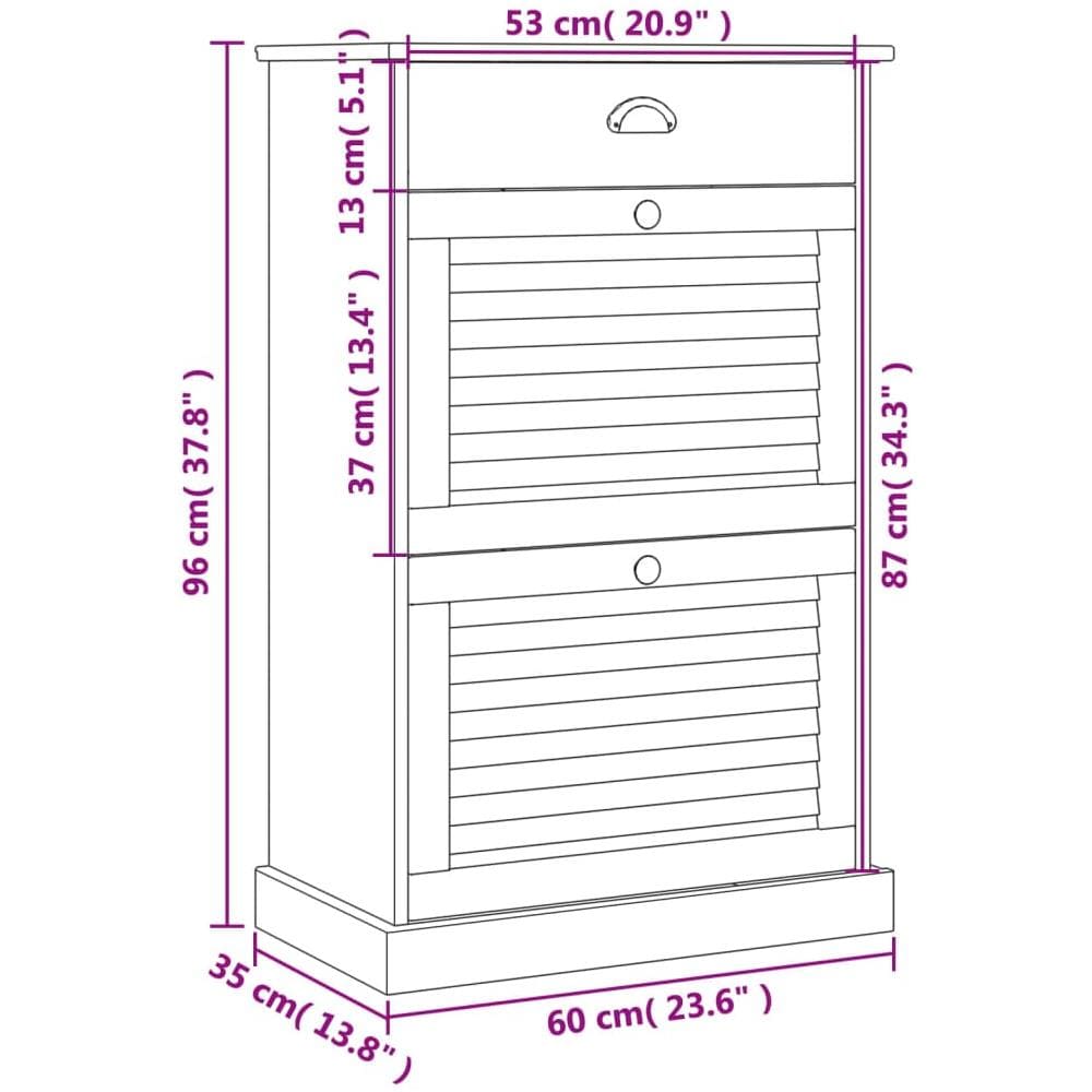 Scarpiera Vigo 60x35x96 Cm In Legno Massello Di Pino - Foto 2