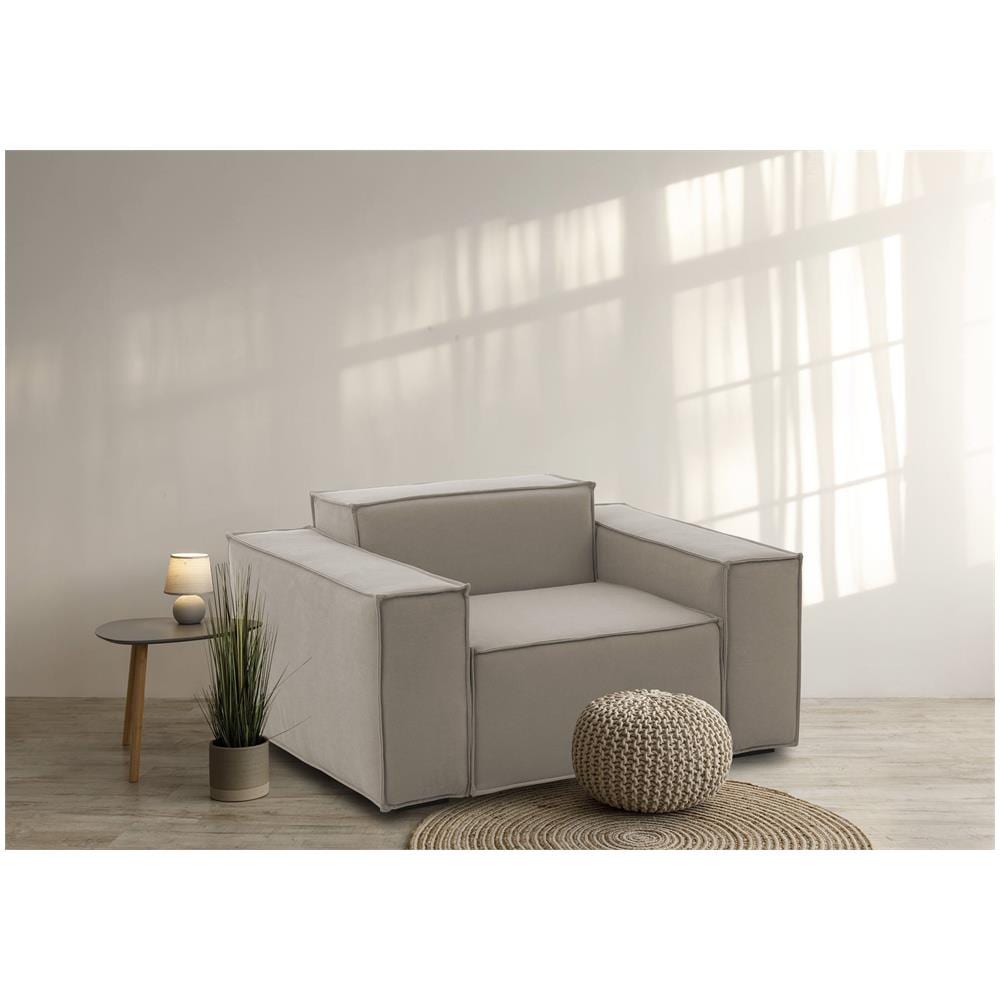 Poltrona Cristiana, Poltrona Da Salotto, 100% Made In Italy, Poltroncina Relax In Tessuto Imbottito, Cm 160x95h70, Tortora - Foto 1