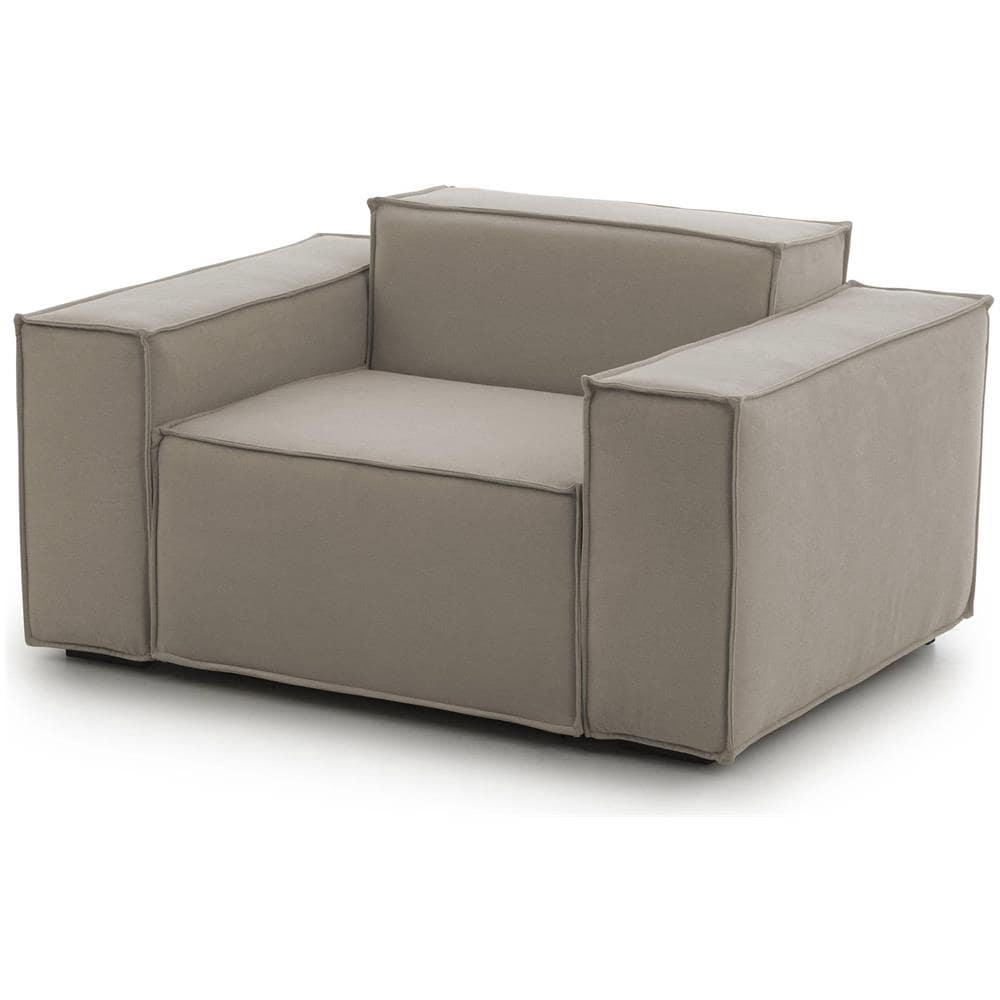 Poltrona Cristiana, Poltrona Da Salotto, 100% Made In Italy, Poltroncina Relax In Tessuto Imbottito, Cm 160x95h70, Tortora - Foto 2