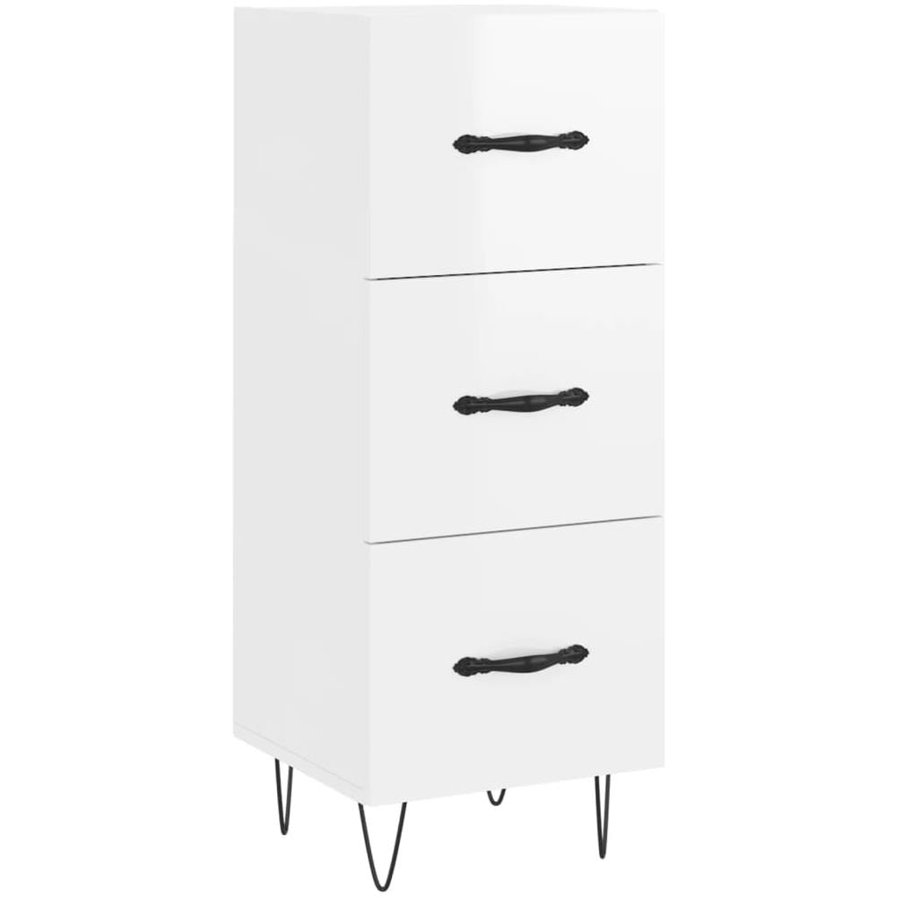 Credenza Bianco Lucido 34,5x34x90 Cm In Legno Multistrato - Foto 2