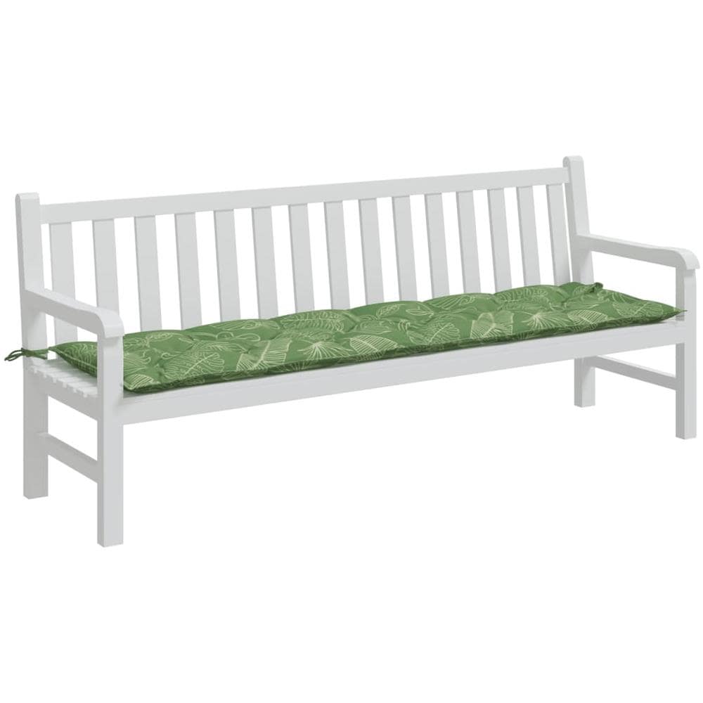 Cuscino Panca Da Giardino Motivo A Foglie 200x50x7 Cm Tessuto - Foto 3