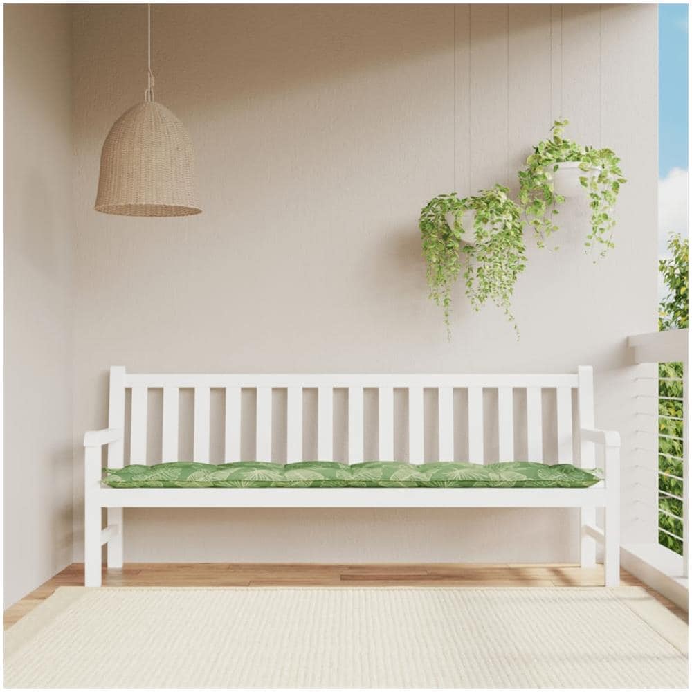 Cuscino Panca Da Giardino Motivo A Foglie 200x50x7 Cm Tessuto - Foto 1