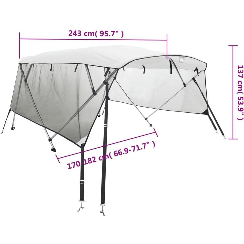 Bimini di Prua Pareti Laterali Rete 4 Archi 243x (170-182) x137cm - Foto 10