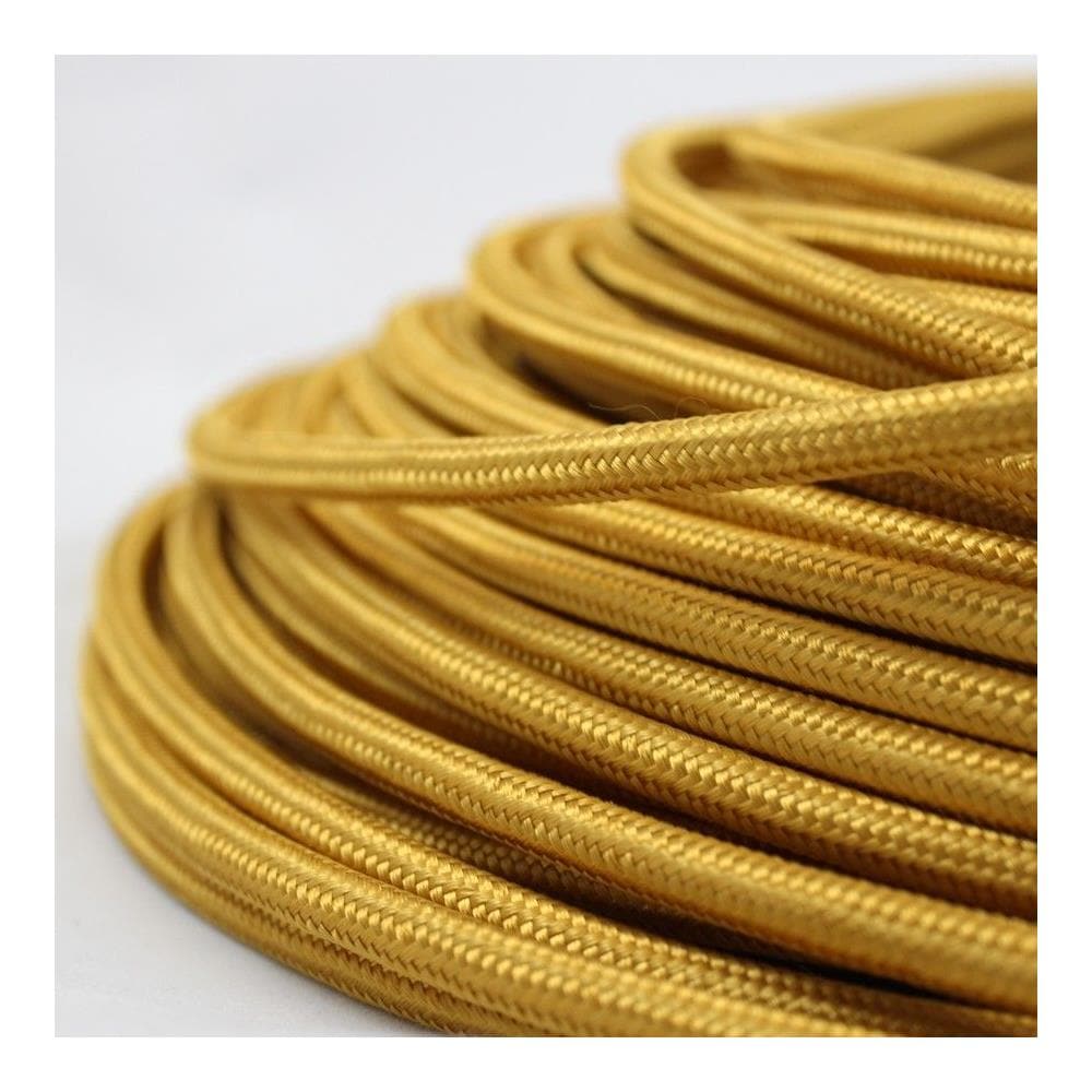 Cavo Elettrico Tondo Rivestito In Tessuto Colorato Oro 50 Metri 2x0,75 Rotondo Per Lampadari, Lampade, Abat Jour, Design. Made In Italy! - Foto 2