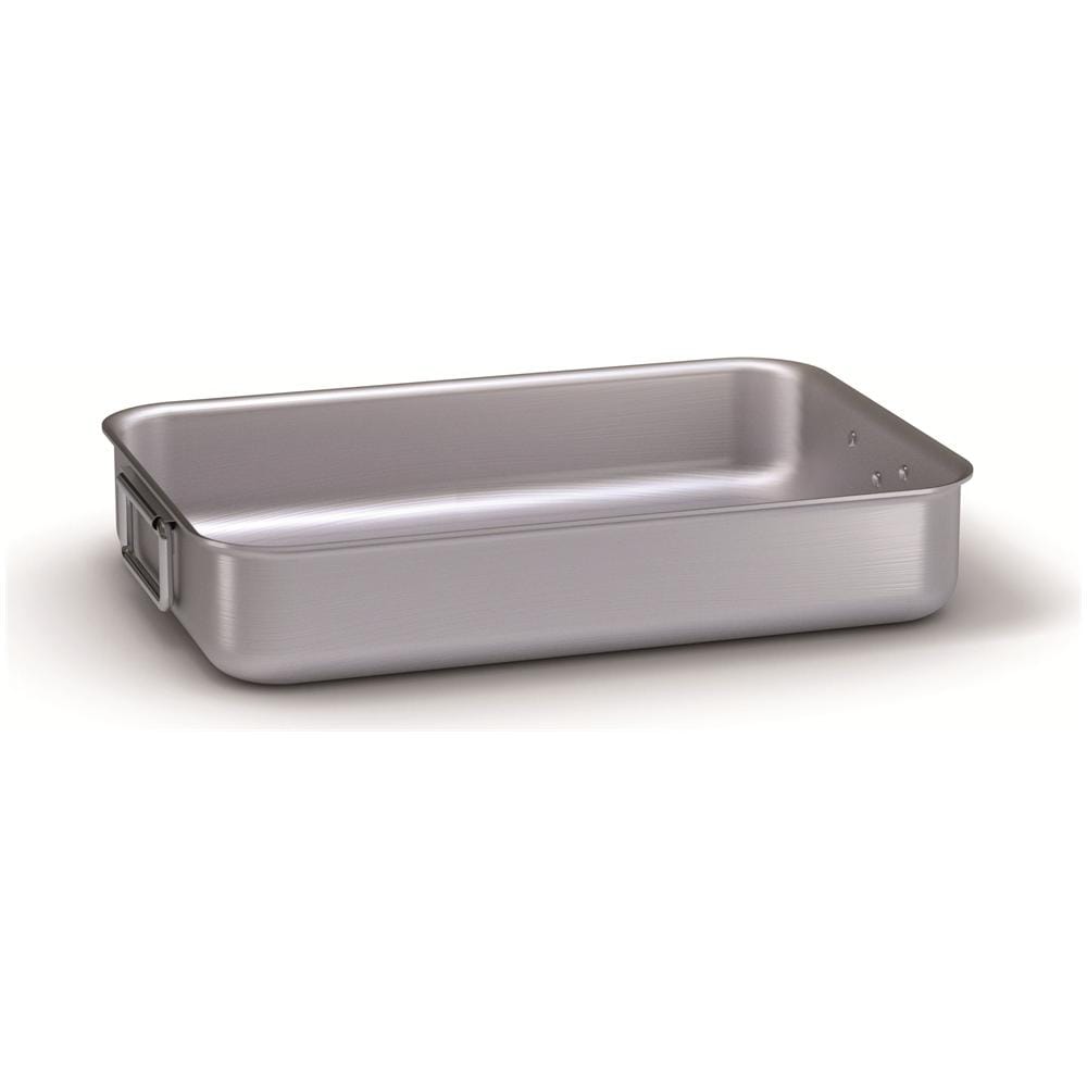 Rostiera Alta Pesante In Alluminio Con Maniglie Snodabili In Acciaio Inox, Spessore 3 Mm - Misura Cm 50x38 - Altezza Cm 9 - Foto 1