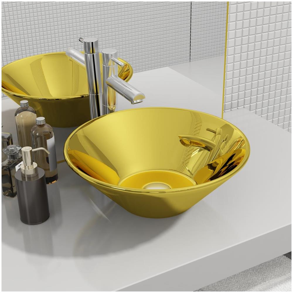 Lavandino 42x14 Cm In Ceramica Oro - Foto 1